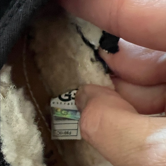 UGG Black Suede Shearling-Lined Slip-Ons - Picture 8 of 10